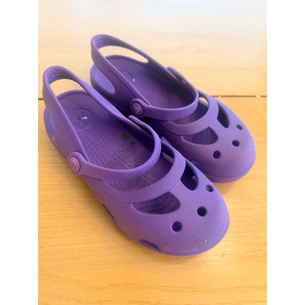 Crocs Shayna Mary Jane Sandal Kids C13 Purple Rubber Slip On Lightweight Comfort